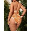 image:imageMakeMeChic Womens Plus Size Tankini Swimsuits Halter Floral Paisley Modest Summer Boho Bathing SuitsOrange