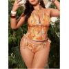 image:imageMakeMeChic Womens Plus Size Tankini Swimsuits Halter Floral Paisley Modest Summer Boho Bathing SuitsOrange