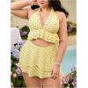 image:imageMakeMeChic Womens Plus Size Tankini Swimsuits Polka Dots Halter V Neck Ruffle Bathing Suit with SkirtYellow