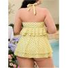 image:imageMakeMeChic Womens Plus Size Tankini Swimsuits Polka Dots Halter V Neck Ruffle Bathing Suit with SkirtYellow