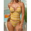 image:imageMakeMeChic Womens Striped Tankini Swimsuits Tie Side Thong High Cut 2 Piece Bathing SuitYellow