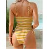 image:imageMakeMeChic Womens Striped Tankini Swimsuits Tie Side Thong High Cut 2 Piece Bathing SuitYellow
