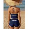 image:imageMakeMeChic Womens Summer 2 Piece Tankini Swimsuits Halter Beach Vacation Modest Bathing SuitsBlue