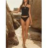 image:imageMakeMeChic Womens Y2K Tankini Swimsuits Halter Tie Back Tummy Control Swimwear Bathing SuitBlack
