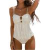 image:imageMakeMeChic Womens Ruffle Tankini Swimsuits Criss Cross Tie Front Cut Out 2 Piece Bathing SuitApricot