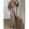 image:imageMakeMeChic Womens 2 Piece Outfits Business Casual Long Sleeve Button Down Shirt and Pants Clothing SetCoffee Brown