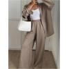 image:imageMakeMeChic Womens 2 Piece Outfits Business Casual Long Sleeve Button Down Shirt and Pants Clothing SetCoffee Brown