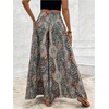 image:imageMakeMeChic Womens Boho Palazzo Pants Summer Beach High Waisted Paisley Wide Leg Flowy Trousers