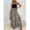 image:imageMakeMeChic Womens Boho Palazzo Pants Summer Beach High Waisted Paisley Wide Leg Flowy Trousers