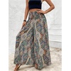 image:imageMakeMeChic Womens Boho Palazzo Pants Summer Beach High Waisted Paisley Wide Leg Flowy Trousers