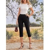 image:imageMakeMeChic Womens Capri Pant Dressy High Waist Pull on Comfort Stretch Slit Slim Business Casual TrousersBlack