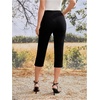 image:imageMakeMeChic Womens Capri Pant Dressy High Waist Pull on Comfort Stretch Slit Slim Business Casual TrousersBlack