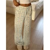 image:imageMakeMeChic Womens Cartoon Print Striped Pants Elastic Waist Drawstring Straight Leg Trousers