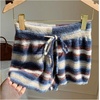 image:imageMakeMeChic Womens Fall Striped Sweater Shorts Drawstring Elastic Waist Mini ShortsBlue