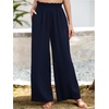 image:imageMakeMeChic Womens Frill Trim Palazzo Pants High Waisted Wide Leg Trousers with Pockets