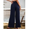 image:imageMakeMeChic Womens Frill Trim Palazzo Pants High Waisted Wide Leg Trousers with Pockets