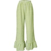 image:imageMakeMeChic Womens Gingham Pants Y2K Wide Leg Elastic Waist Ruffle Hem Teacher Trousers LoungewearGreen