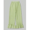 image:imageMakeMeChic Womens Gingham Pants Y2K Wide Leg Elastic Waist Ruffle Hem Teacher Trousers LoungewearGreen