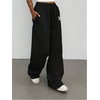 image:imageMakeMeChic Womens Grey Sweatpants Wide Leg Baggy Sweatpants with PocketsBlack