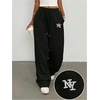 image:imageMakeMeChic Womens Grey Sweatpants Wide Leg Baggy Sweatpants with PocketsBlack