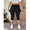 image:imageMakeMeChic Womens Plus Size Capri Leggings Y2K Bow High Waist Skinny Cropped PantsBlack