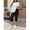 image:imageMakeMeChic Womens Plus Size Capri Leggings Y2K Bow High Waist Skinny Cropped PantsBlack