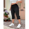 image:imageMakeMeChic Womens Plus Size Capri Leggings Y2K Bow High Waist Skinny Cropped PantsBlack