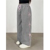 image:imageMakeMeChic Womens Plus Size Plaid Wide Leg Pants Bow High Waist Baggy Y2k TrousersBlack and White