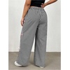 image:imageMakeMeChic Womens Plus Size Plaid Wide Leg Pants Bow High Waist Baggy Y2k TrousersBlack and White