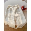 image:imageMakeMeChic Womens Polka Dots Lace Trim Pants Elastic Waist Trousers with Pocket