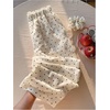 image:imageMakeMeChic Womens Polka Dots Lace Trim Pants Elastic Waist Trousers with Pocket