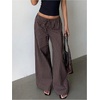 image:imageMakeMeChic Womens Striped Low Rise Pants Drawstring Waist Straight Leg Y2K Trousers