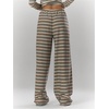 image:imageMakeMeChic Womens Striped Wide Leg Pants Elastic Waist Baggy Long TrousersGreen and Brown