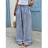 image:imageMakeMeChic Womens Striped Wide Leg Pants Tie Front Summer Beach Palazzo TrousersBlue White