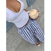 image:imageMakeMeChic Womens Striped Wide Leg Pants Tie Front Summer Beach Palazzo TrousersBlue White
