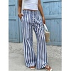 image:imageMakeMeChic Womens Striped Wide Leg Pants Tie Front Summer Beach Palazzo TrousersBlue White