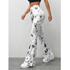 image:imageMakeMeChic Womens Tie Dye Flare Leggings High Waist Bell Bottom Yoga PantsBlack and White