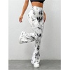 image:imageMakeMeChic Womens Tie Dye Flare Leggings High Waist Bell Bottom Yoga PantsBlack and White