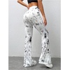 image:imageMakeMeChic Womens Tie Dye Flare Leggings High Waist Bell Bottom Yoga PantsBlack and White
