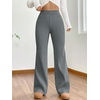 image:imageMakeMeChic Womens Wide Leg Pants Ribbed Knit High Waist Casual Lounge Pants