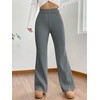 image:imageMakeMeChic Womens Wide Leg Pants Ribbed Knit High Waist Casual Lounge Pants