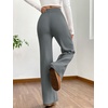 image:imageMakeMeChic Womens Wide Leg Pants Ribbed Knit High Waist Casual Lounge Pants
