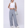 image:imageMakeMeChic Womens Wide Leg Workout Pants Quick Dry Low Waist Athletic Pants Active WearGrey