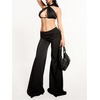 image:imageMakeMeChic Womens Y2k Wide Leg Ruched Foldover Drawstring Pants Low Waist Palazzo Trousers