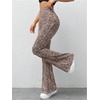 image:imageWomens Leopard Print Knitted Flare Leg Pants