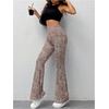 image:imageWomens Leopard Print Knitted Flare Leg Pants