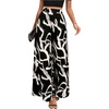 image:imageMakeMeChic Womens Business Fall Graphic Print Pants Elastic Waisted Wide Leg TrousersBlack and White