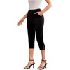 image:imageMakeMeChic Womens Capri Pant Dressy High Waist Pull on Comfort Stretch Slit Slim Business Casual TrousersBlack