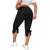 image:imageMakeMeChic Womens Plus Size Capri Leggings Y2K Bow High Waist Skinny Cropped PantsBlack