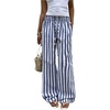 image:imageMakeMeChic Womens Striped Wide Leg Pants Tie Front Summer Beach Palazzo TrousersBlue White
